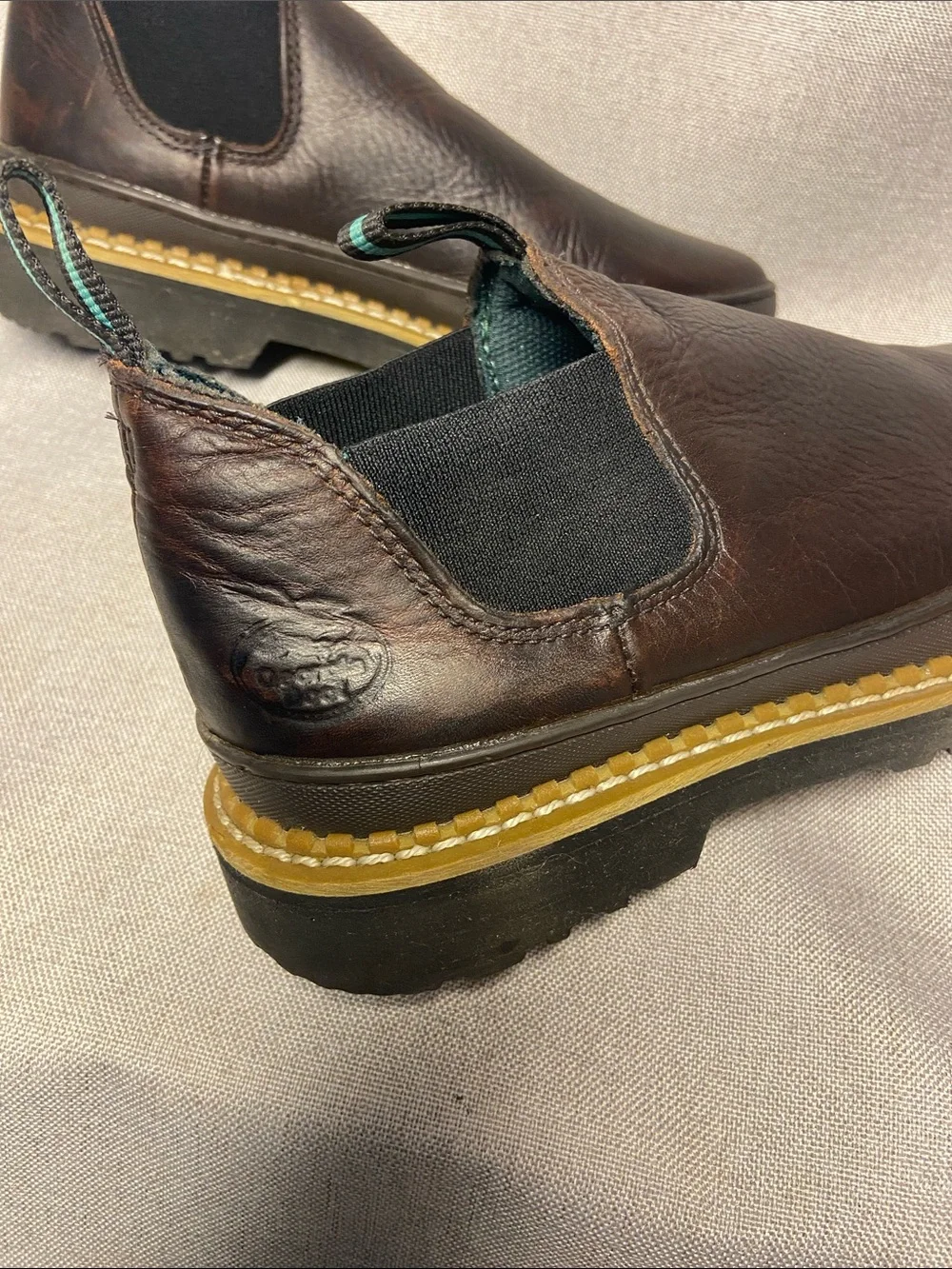 Georgia Giant Men's Slip-On Leather Work Shoes - Brown. Size 9